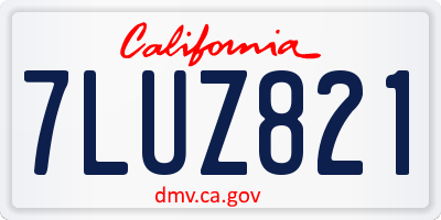 CA license plate 7LUZ821