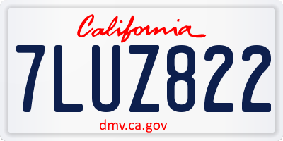 CA license plate 7LUZ822