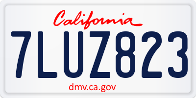 CA license plate 7LUZ823