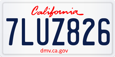 CA license plate 7LUZ826