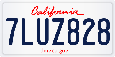 CA license plate 7LUZ828