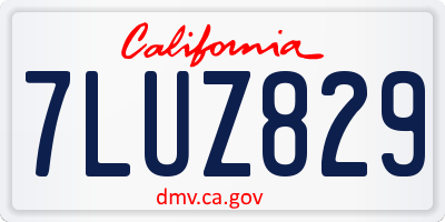 CA license plate 7LUZ829