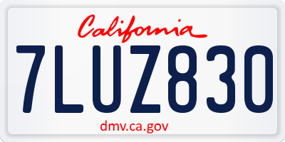 CA license plate 7LUZ830