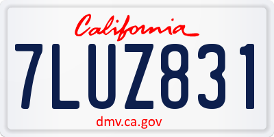 CA license plate 7LUZ831