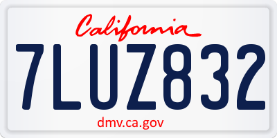 CA license plate 7LUZ832