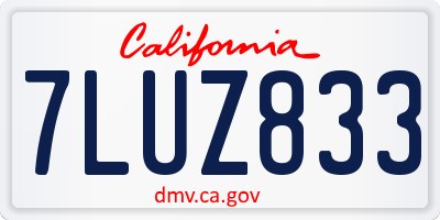 CA license plate 7LUZ833