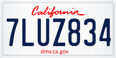 CA license plate 7LUZ834