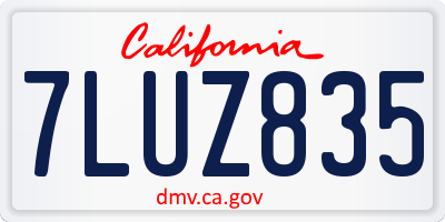CA license plate 7LUZ835