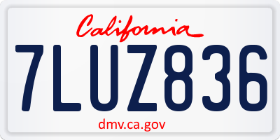 CA license plate 7LUZ836