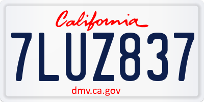 CA license plate 7LUZ837