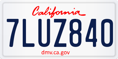 CA license plate 7LUZ840
