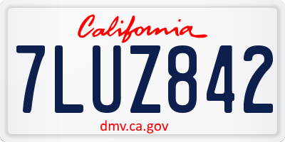 CA license plate 7LUZ842