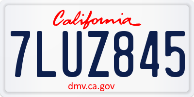 CA license plate 7LUZ845