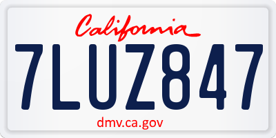 CA license plate 7LUZ847