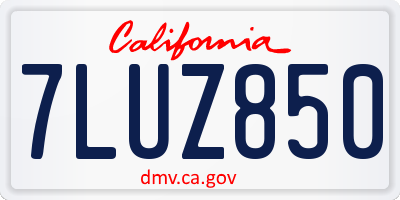 CA license plate 7LUZ850