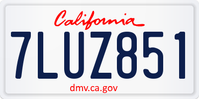 CA license plate 7LUZ851