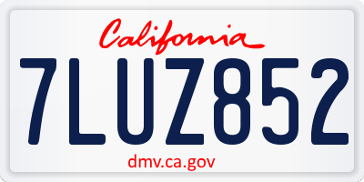 CA license plate 7LUZ852
