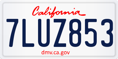 CA license plate 7LUZ853