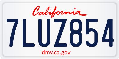 CA license plate 7LUZ854
