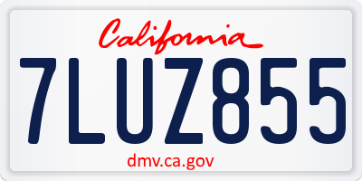CA license plate 7LUZ855
