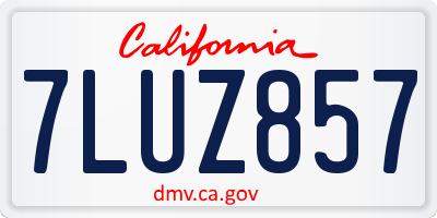 CA license plate 7LUZ857