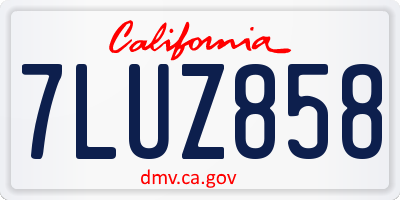 CA license plate 7LUZ858