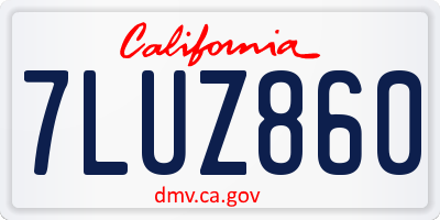 CA license plate 7LUZ860