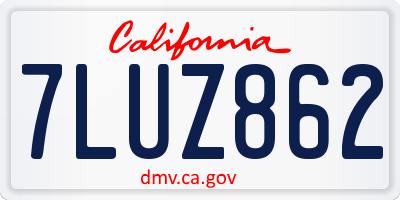 CA license plate 7LUZ862