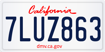 CA license plate 7LUZ863