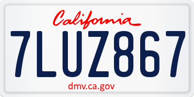 CA license plate 7LUZ867
