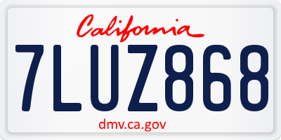 CA license plate 7LUZ868