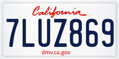 CA license plate 7LUZ869