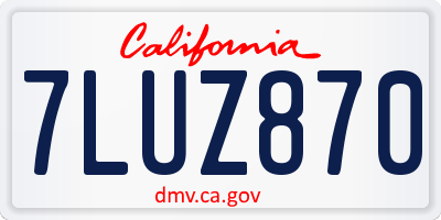 CA license plate 7LUZ870