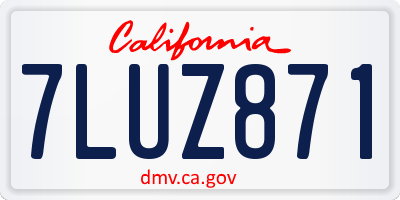 CA license plate 7LUZ871
