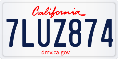 CA license plate 7LUZ874