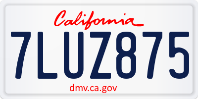 CA license plate 7LUZ875