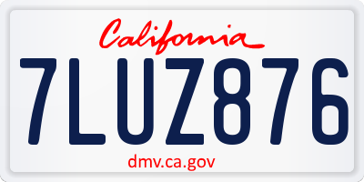CA license plate 7LUZ876