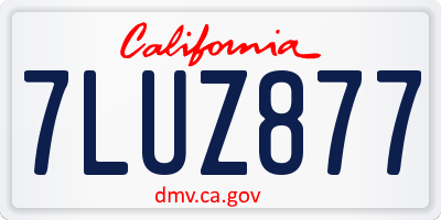 CA license plate 7LUZ877