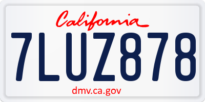 CA license plate 7LUZ878