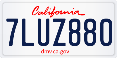 CA license plate 7LUZ880