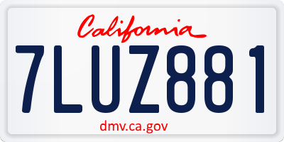 CA license plate 7LUZ881