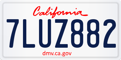 CA license plate 7LUZ882
