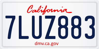 CA license plate 7LUZ883