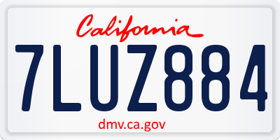 CA license plate 7LUZ884