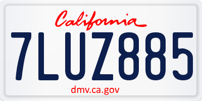 CA license plate 7LUZ885