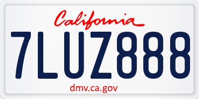 CA license plate 7LUZ888