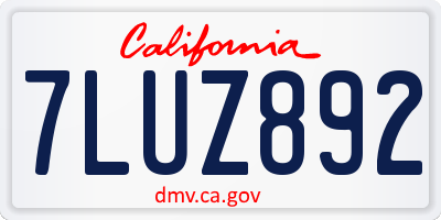 CA license plate 7LUZ892