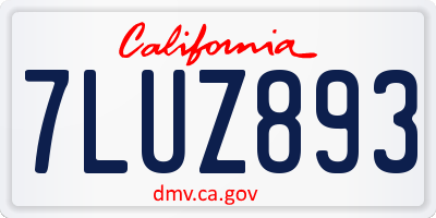 CA license plate 7LUZ893