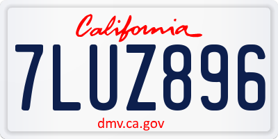 CA license plate 7LUZ896