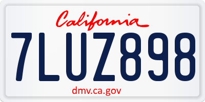 CA license plate 7LUZ898